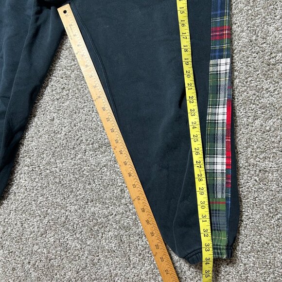 Polo Ralph Lauren Men's SZ Medium Navy Sweatpants Plaid Side Panels & Elastic Wa - Picture 8 of 10